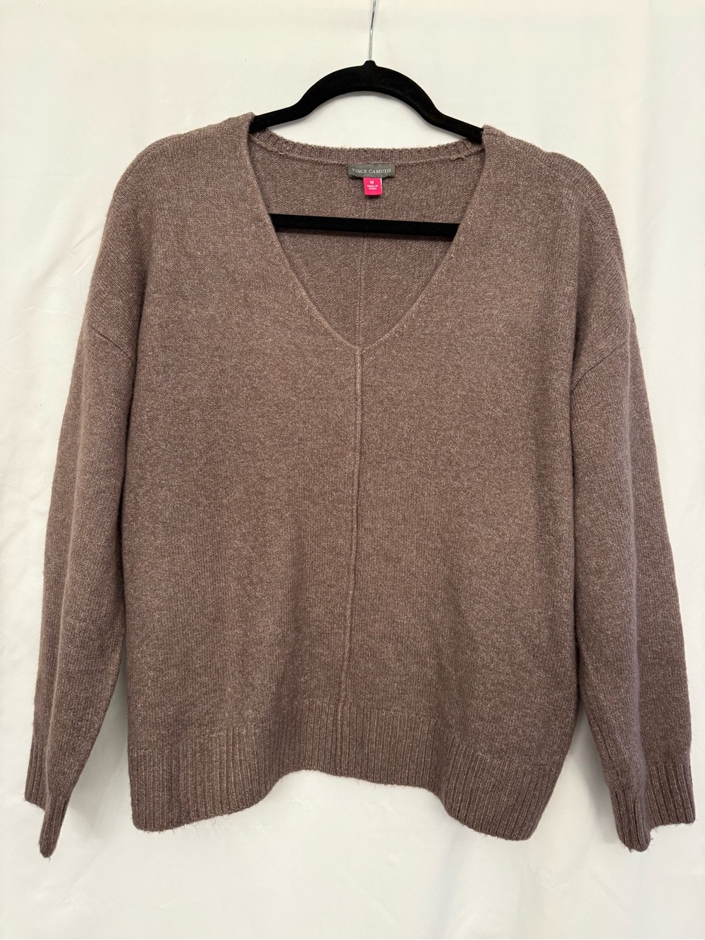 Vince Camuto Mushroom Taupe V-Neck Sweater
